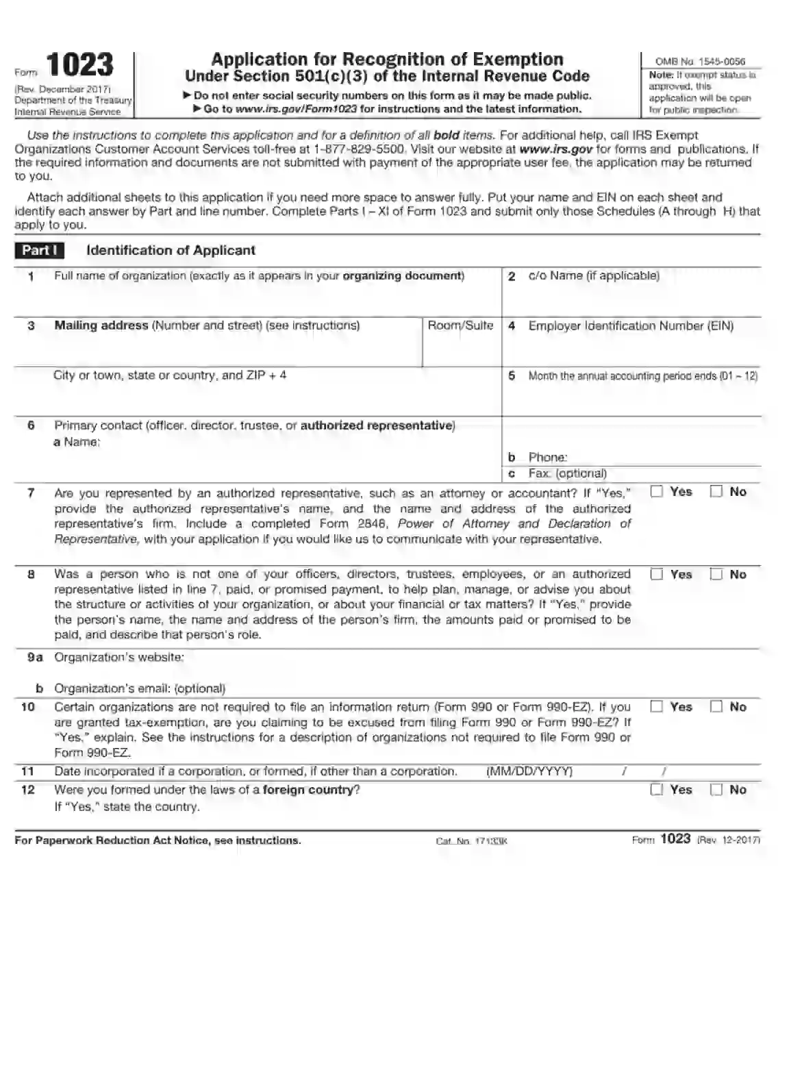 irs form 1023