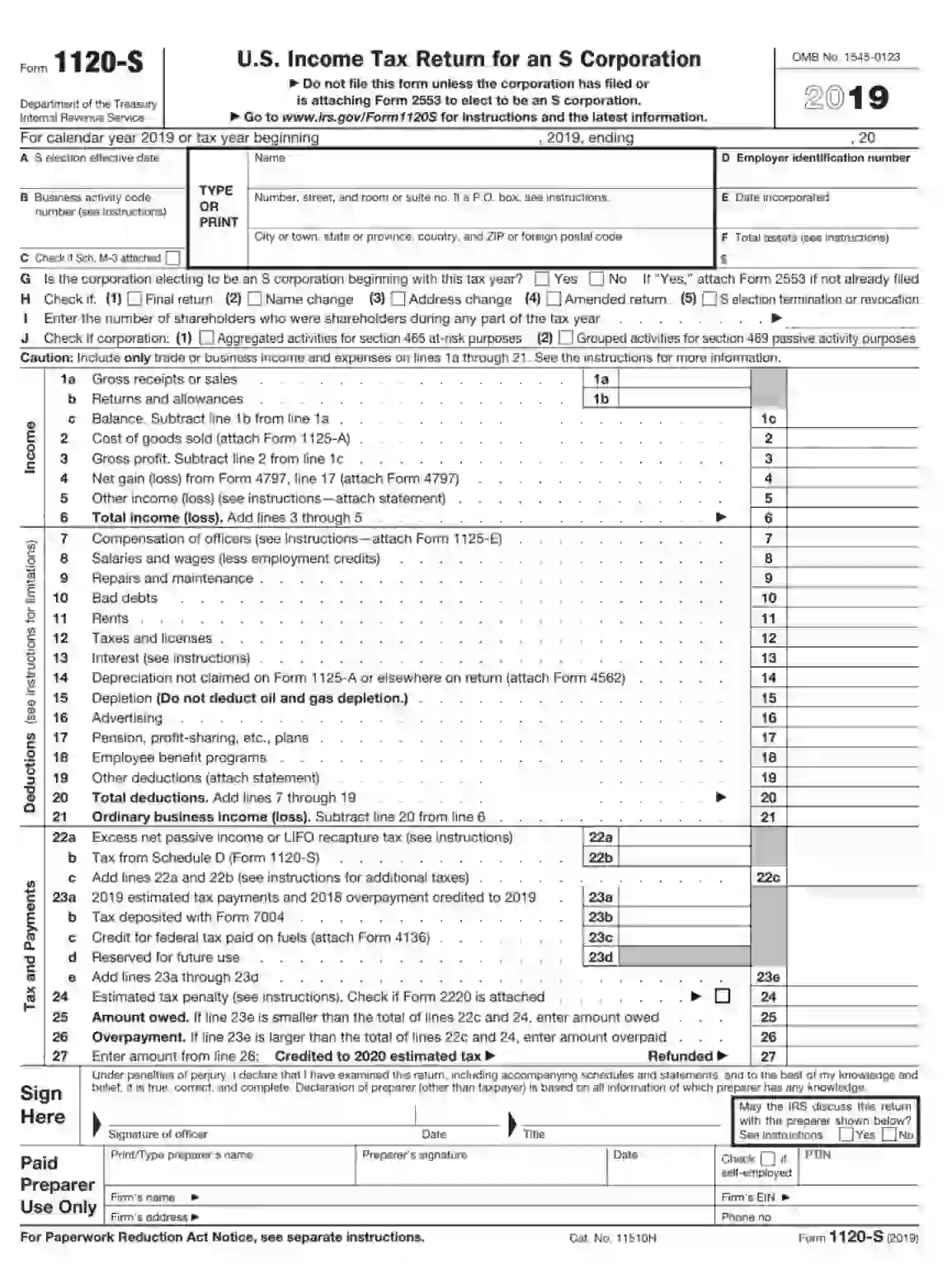 irs form 1120-s