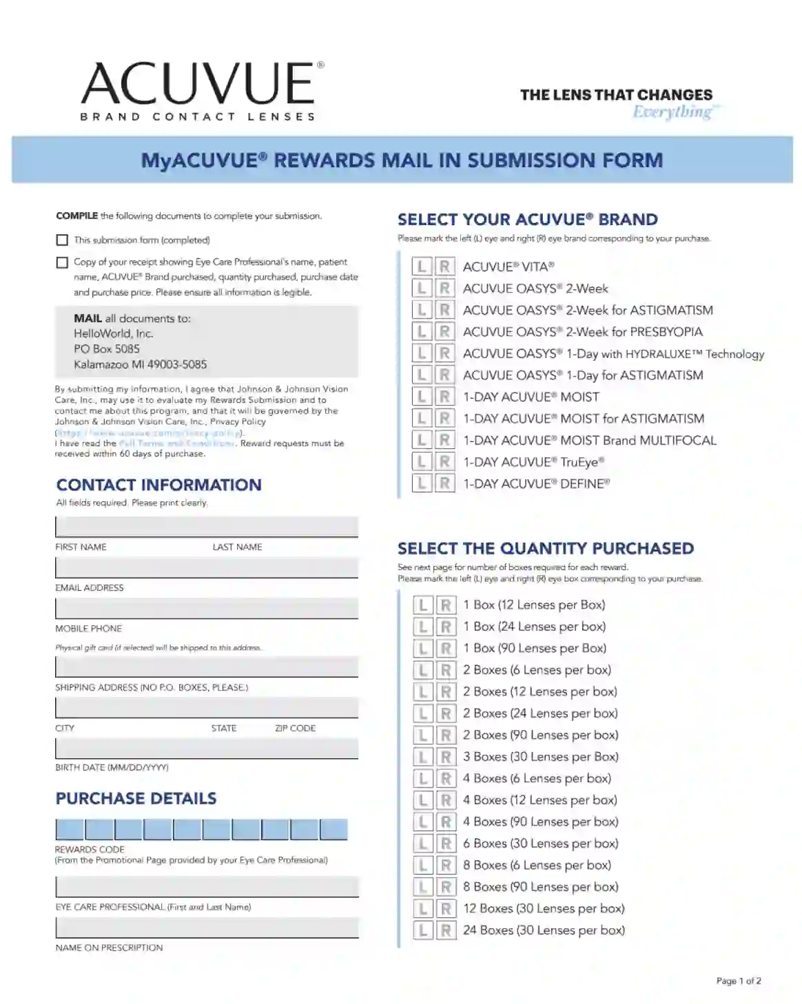 myacuvue rewards submission form