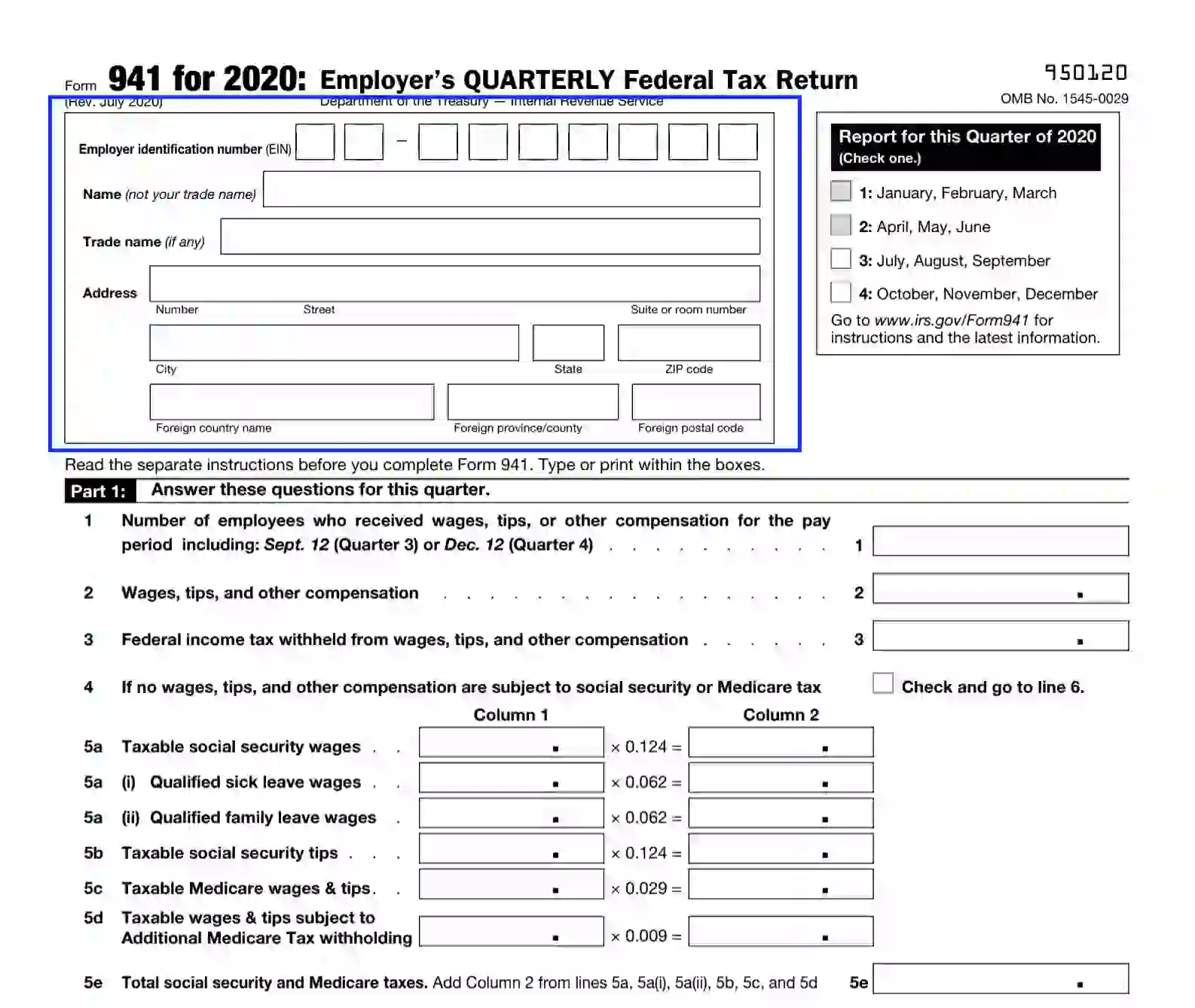 Printable Form 941 For 2023 Printable Forms Free Online