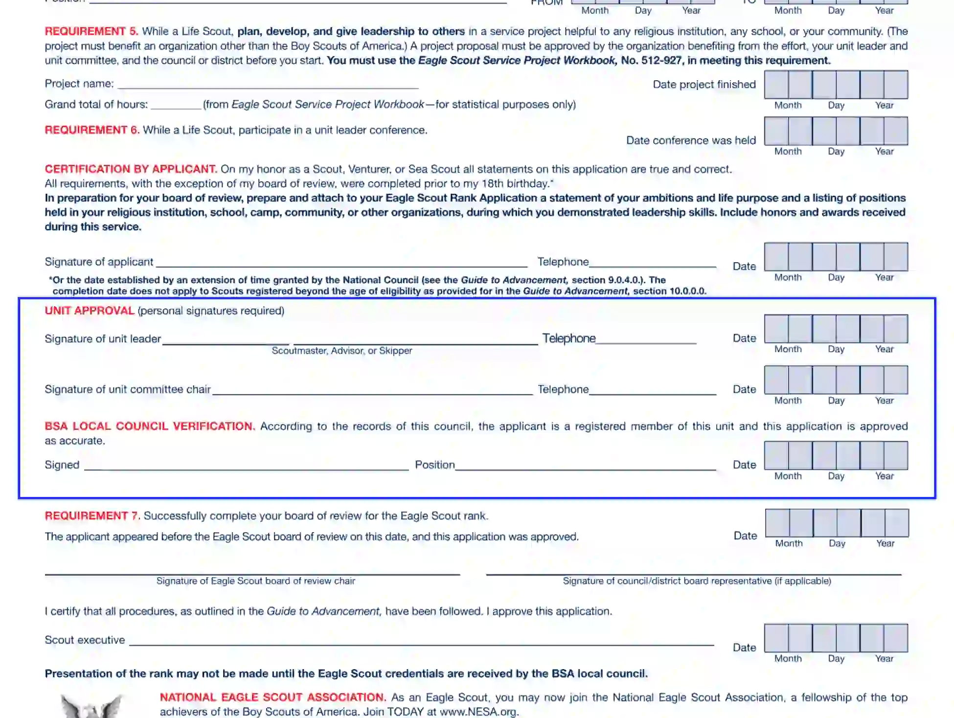 step 11 collect the supervisors’ certification filling out an eagle scout rank application