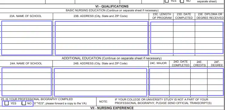 step 11 describe your education - filling out a va form 10-2850a