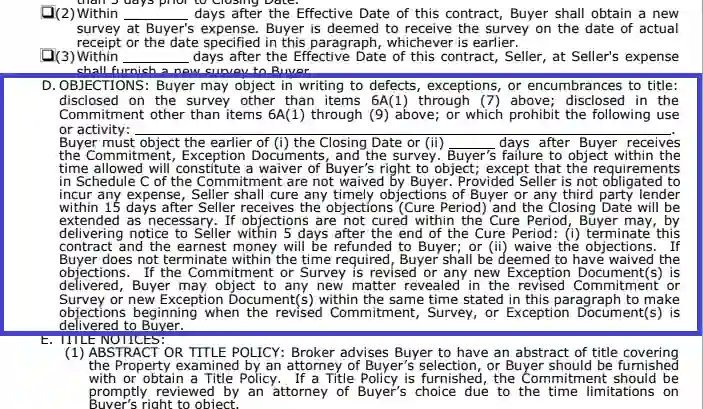 step 11 write down the objections to the contract’s statements if you have any filling out a trec form
