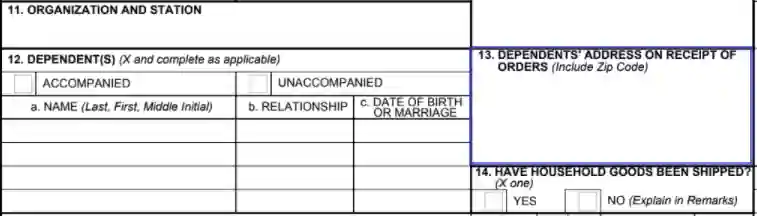 step 14 enter dependents’ addresses filling out a dd form 1351 2