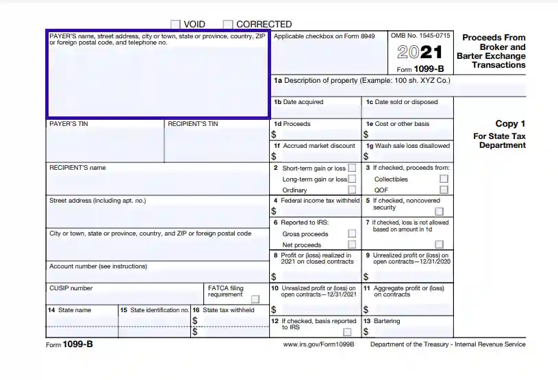 step 2 indicate the payer’s name, address, and contact info filling out an irs form 1099 b