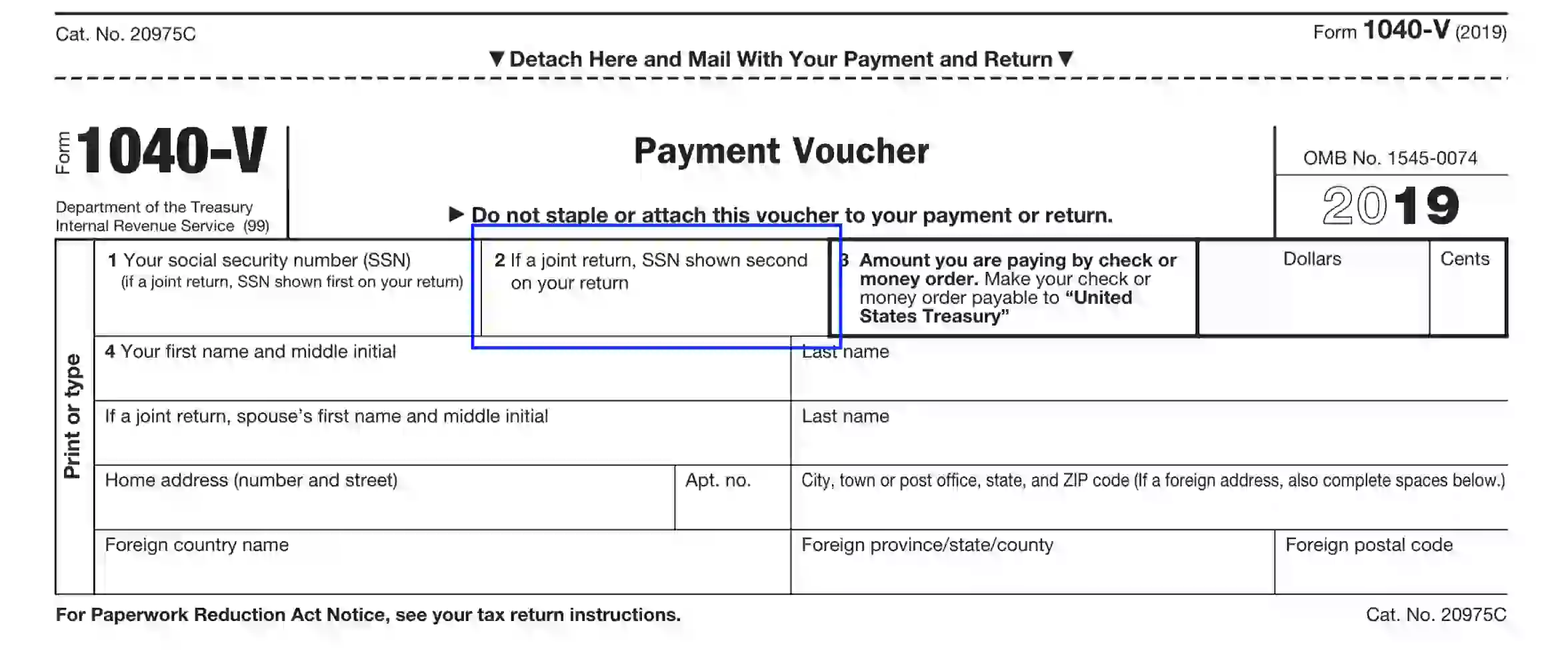 Irs Form 1040 V 2023 Printable Forms Free Online