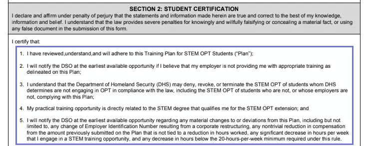 step 2.1 ensure the student’s declaration filling out an ice form i 983
