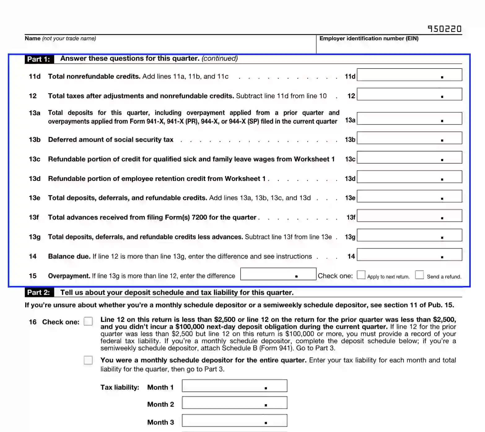 IRS Form 941 ≡ Fill Out Printable PDF Forms Online