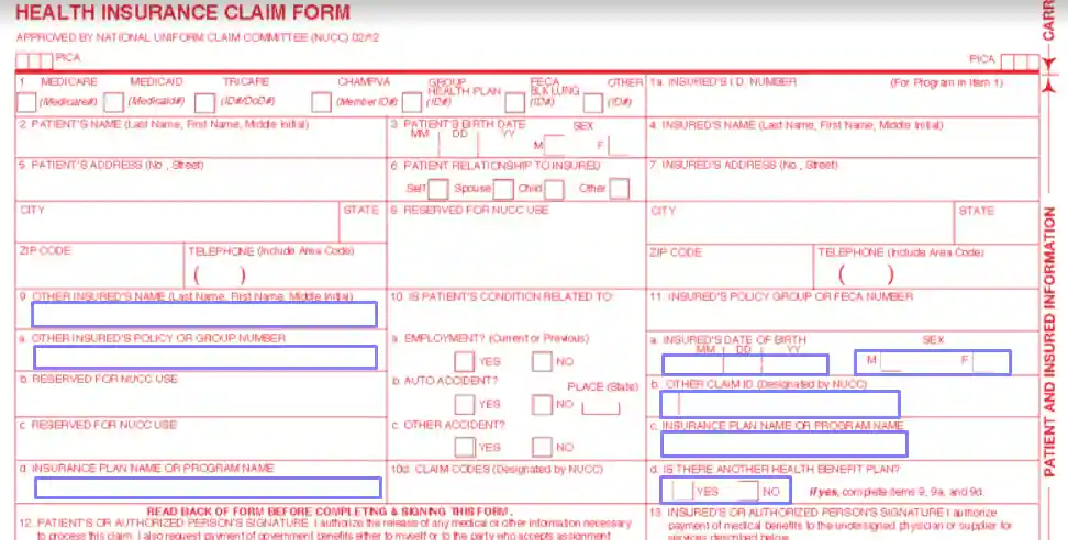 step 2.2 write the insured person’s id number and other info filling out a cms form 1500
