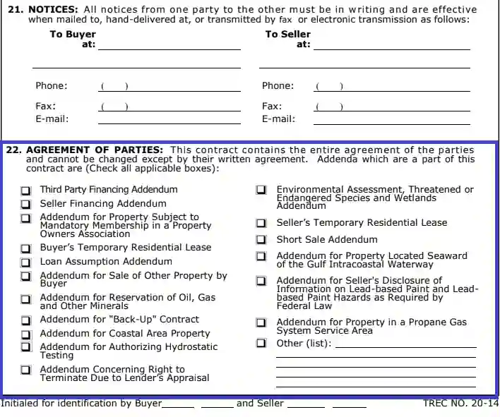 step 28 choose the additions to the parties’ agreement filling out a trec form