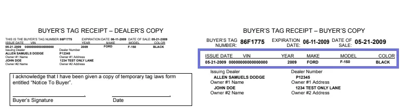 Fake Temporary Vehicle Registration Id