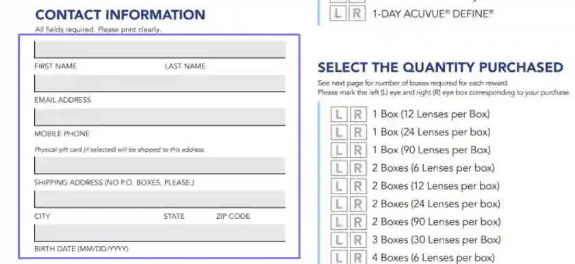 step 3 complete the “contact information” section filling out a myacuvue rewards submission form