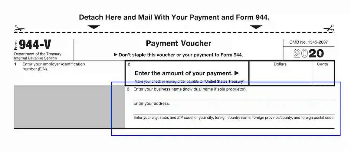 step 3 submit the company’s details the 944 v form (voucher) guide