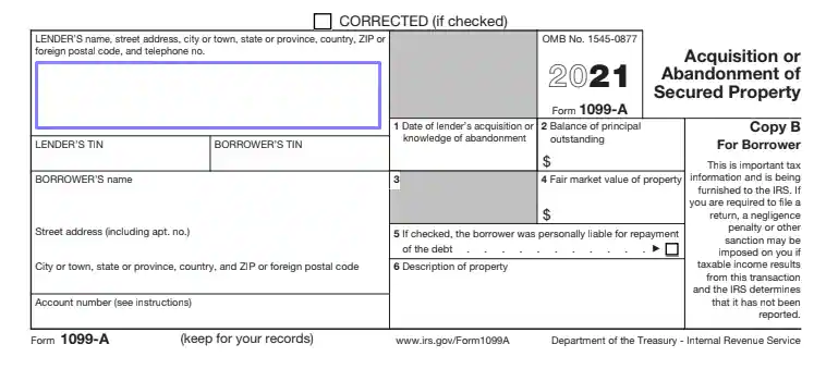 step 3.1 prepare the debtor’s copy filling out an irs form 1099 a