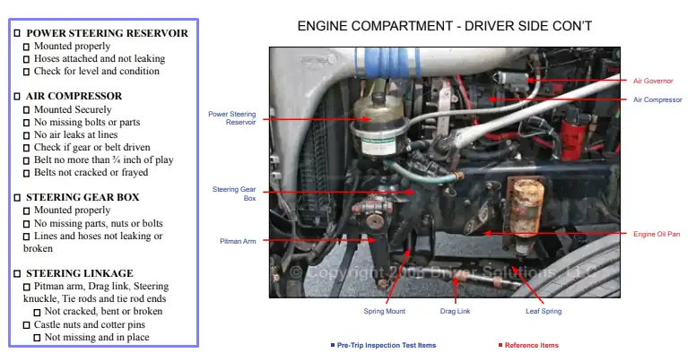 step 3.2 move to the driver’s side filling out a pre trip inspection checklist