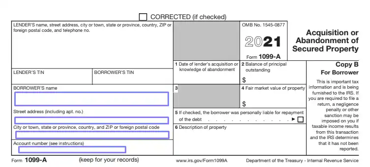 step 3.3 prepare the debtor’s copy filling out an irs form 1099 a