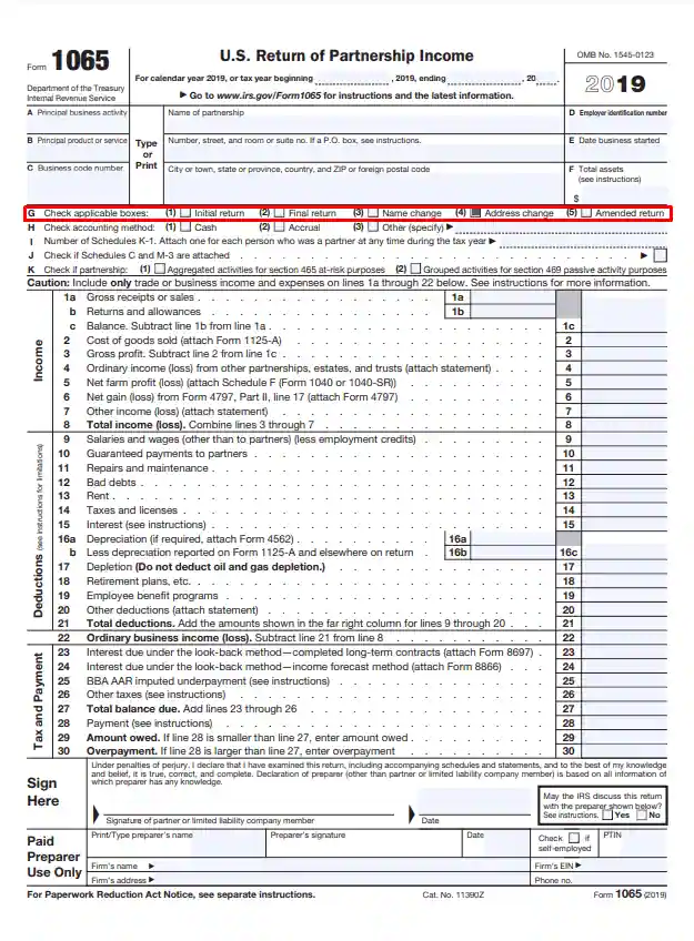 step 4 choose the type of return filling out an irs form 1065