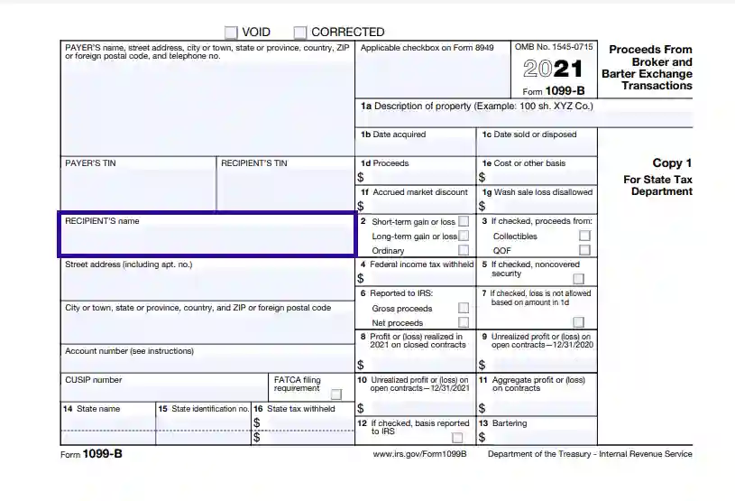 step 4 enter the recipient’s name filling out an irs form 1099 b