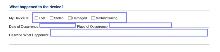 step 4 explain what happened to your device filling out an asurion f 017 08 men