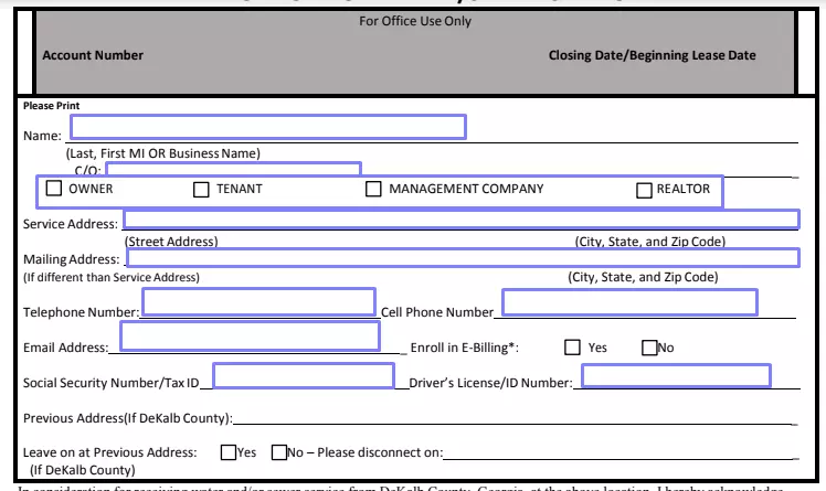 step 4 insert the applicant’s details filling out a dekalb county water application