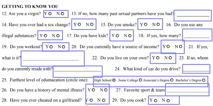 step 4.1 answer the questions - filling out a boyfriend application form