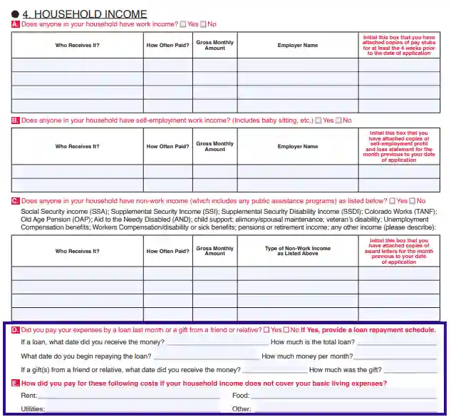 step 4.2 define household’s total income filling out a leap application iml 4