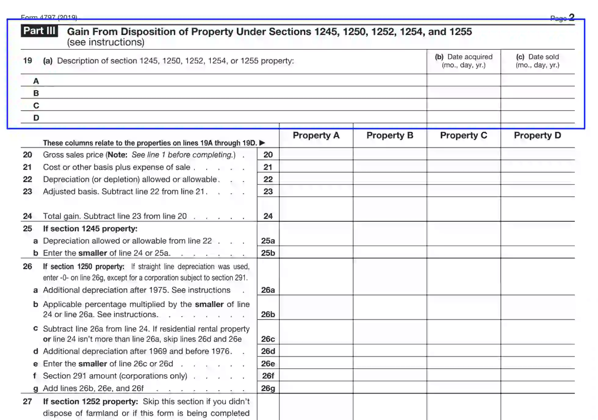 Irs Form 4797 Fill Out Printable Pdf Forms Online