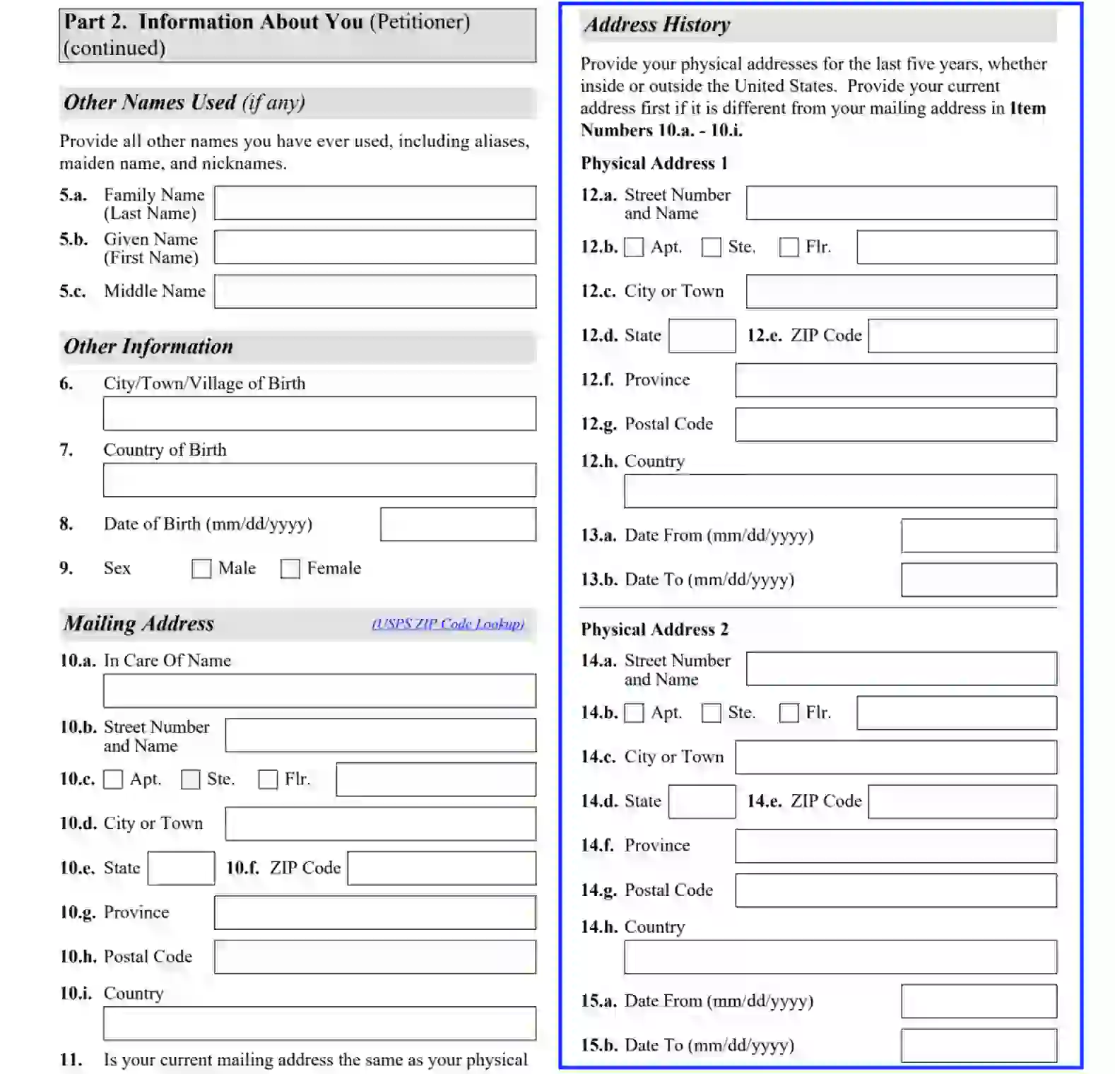 step 5 the petitioner’s address background filling out a uscis form i 130