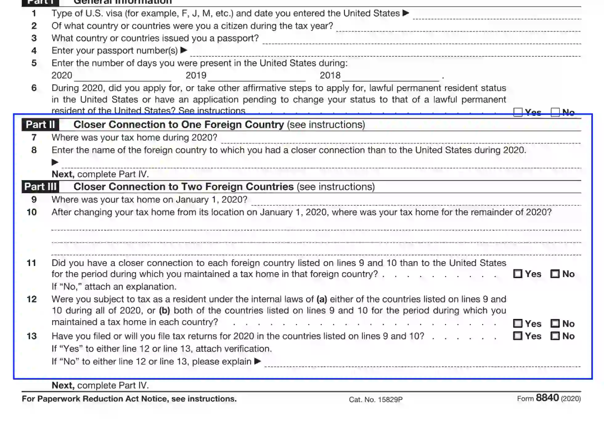 Irs Form 8840 For 2023 Printable Forms Free Online 3745