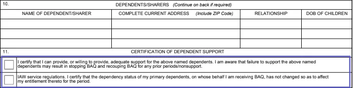 step 6 certification of dependent support - filling out a da form 5960