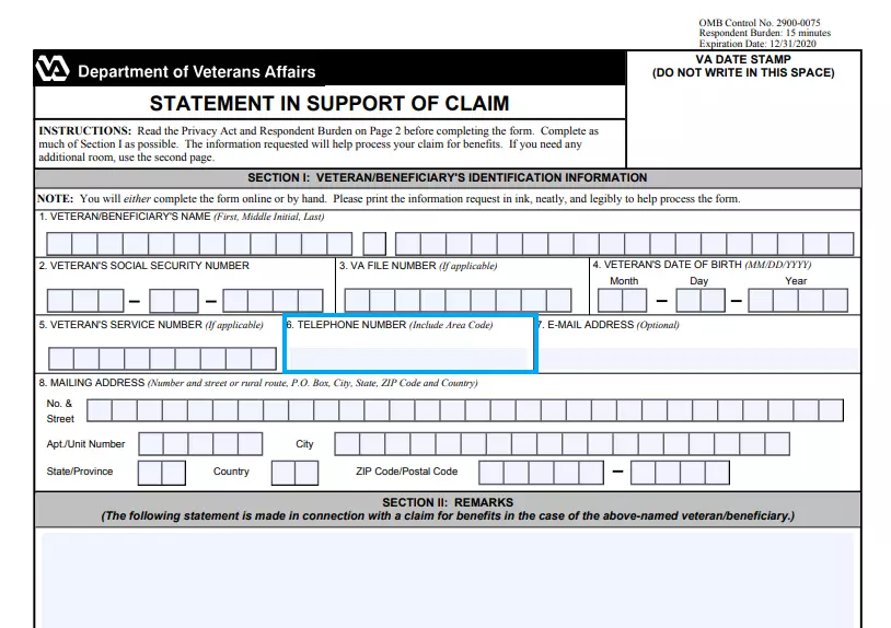 step 6 enter the beneficiary’s contact number filling out a vba va form 21 4138