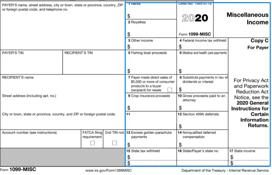 Irs Form 1099 Misc Fill Out Printable Pdf Forms Online