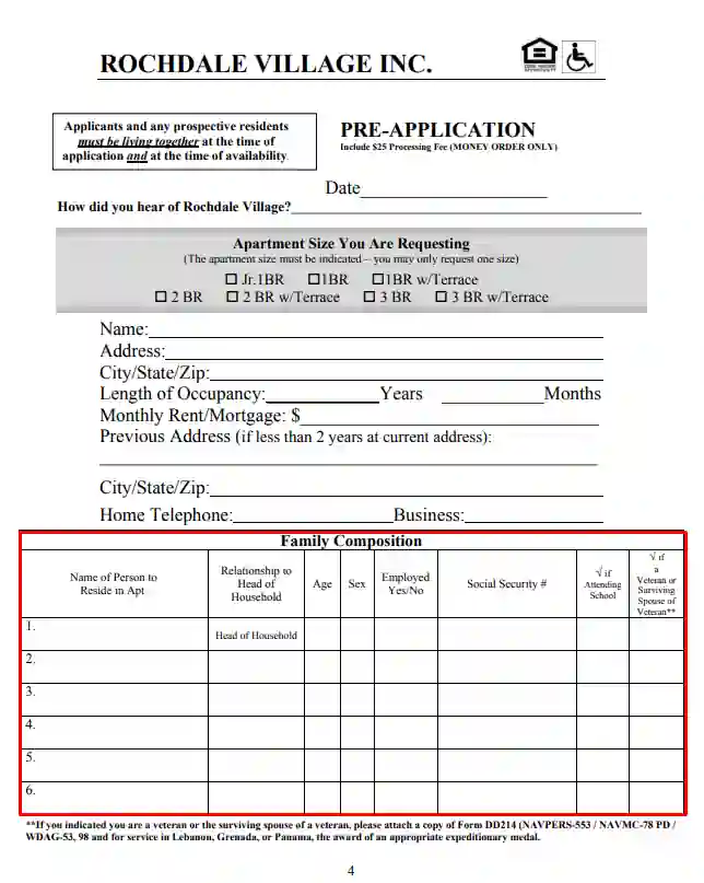step 6 provide household members’ details filling out a rochdale village application