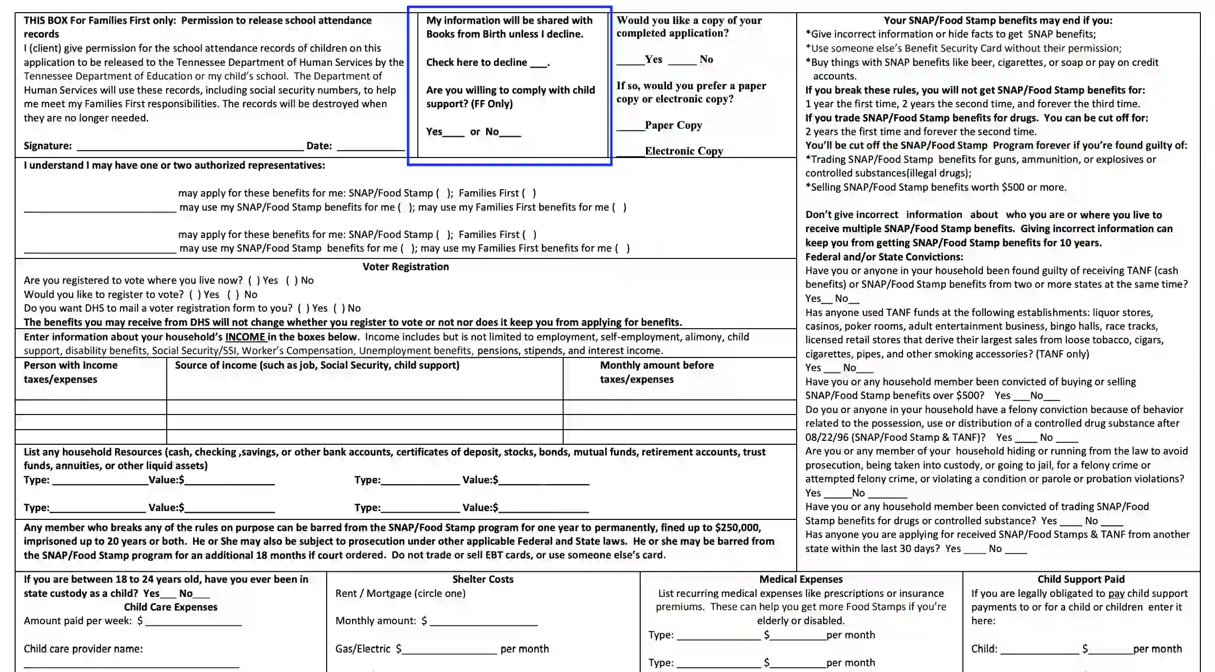 TN DHS Family Assistance Application Fill Out PDF Forms Online