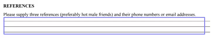 step 7 provide references - filling out a boyfriend application form