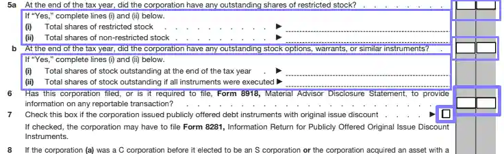 step 7.2 complete the form’s “schedule b” filling out an irs form 1120 s