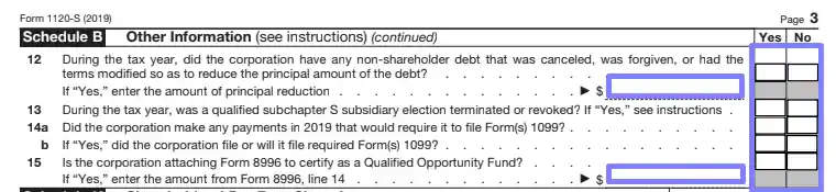 step 7.5 complete the form’s “schedule b” filling out an irs form 1120 s