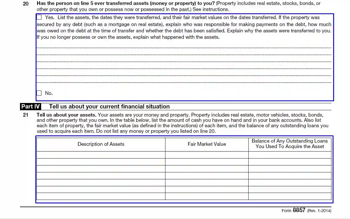 step 8 define your involvement in the family’s financial issues filling out an irs form 8857
