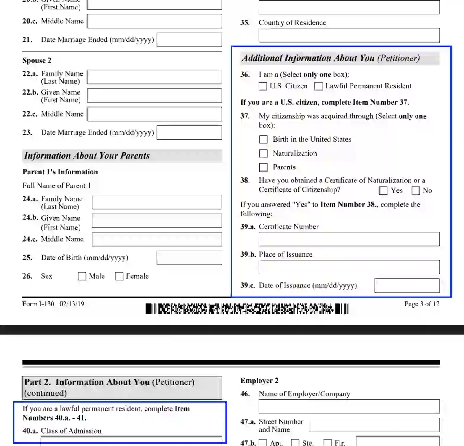step 8 the petitioner’s additional personal info filling out a uscis form i 130