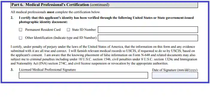 step 9 provide a medical worker’s signature filling out a uscis form n 648