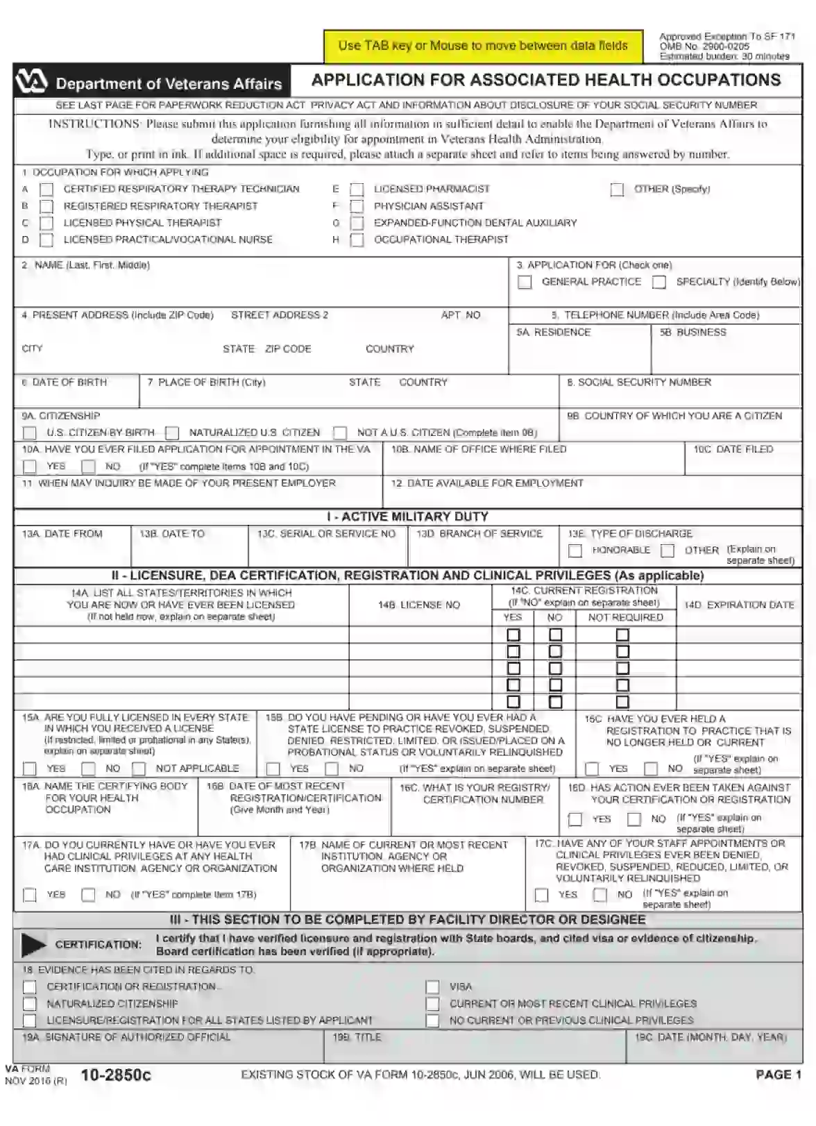 VA Form 10 2850c Fill Out Printable PDF Forms Online