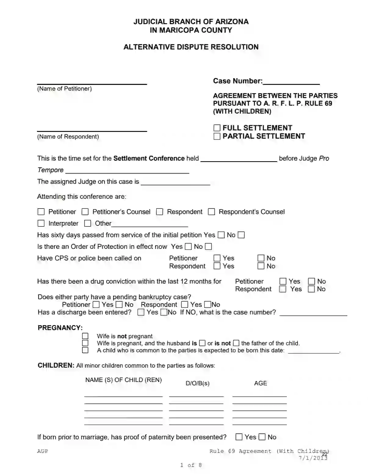 arizona divorce marital settlement agreement form pdf