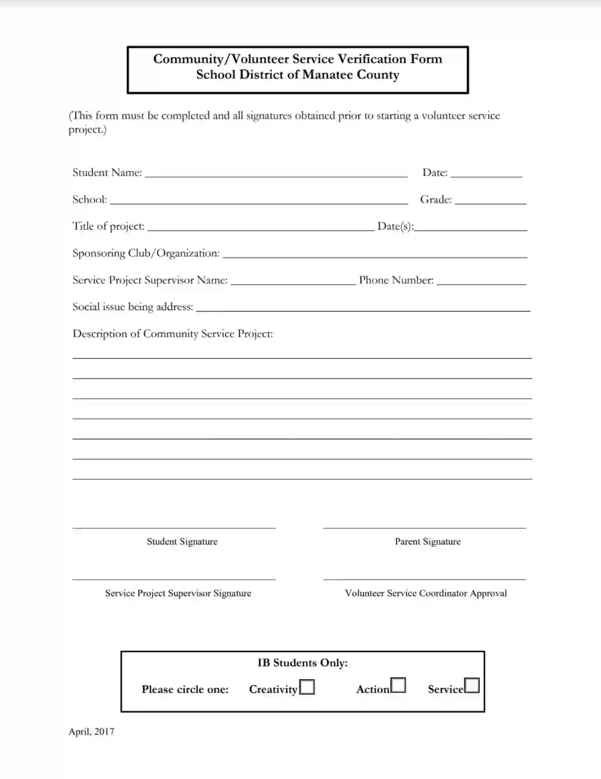Community Volunteer Service Verification Form Fill Out Forms Online