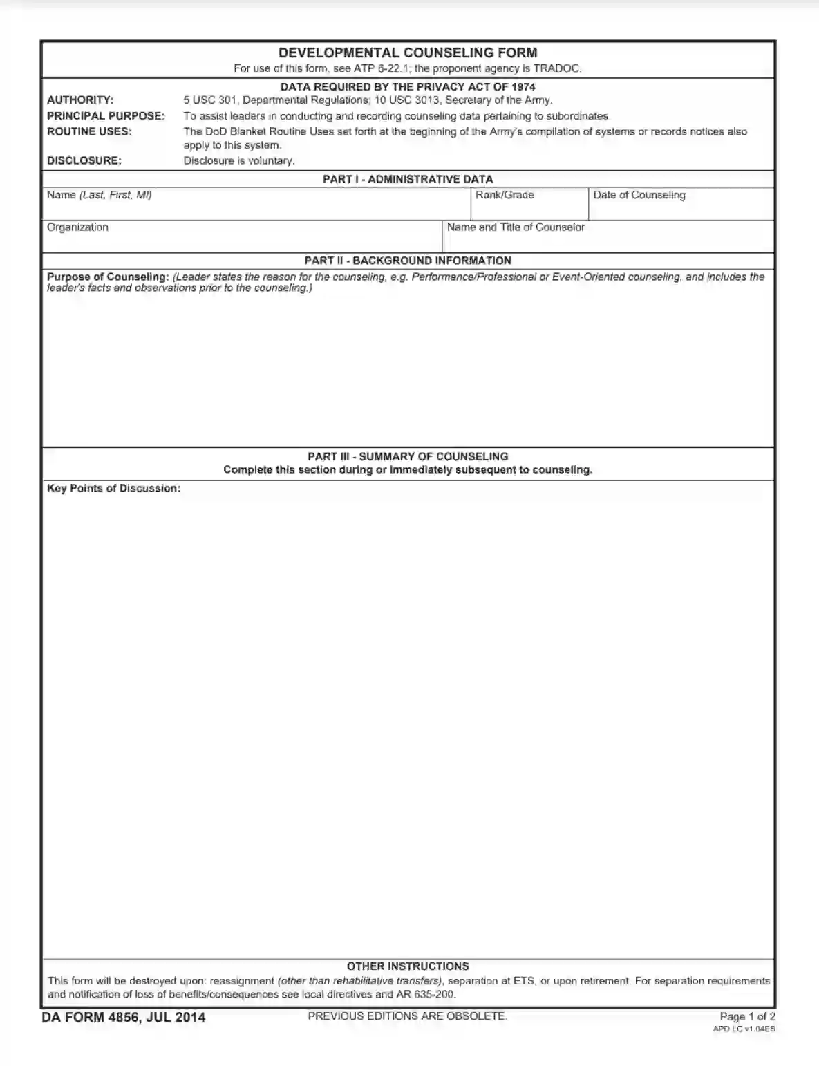 DA Form 4856 ≡ Fill Out Printable PDF Forms Online