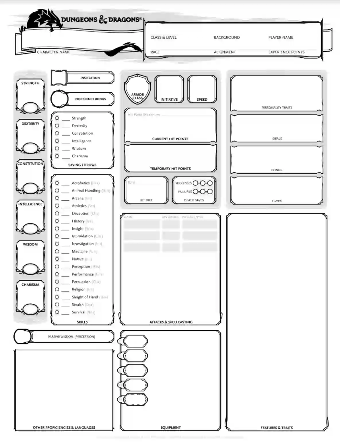 Character Sheet ≡ Fill Out PDF Online