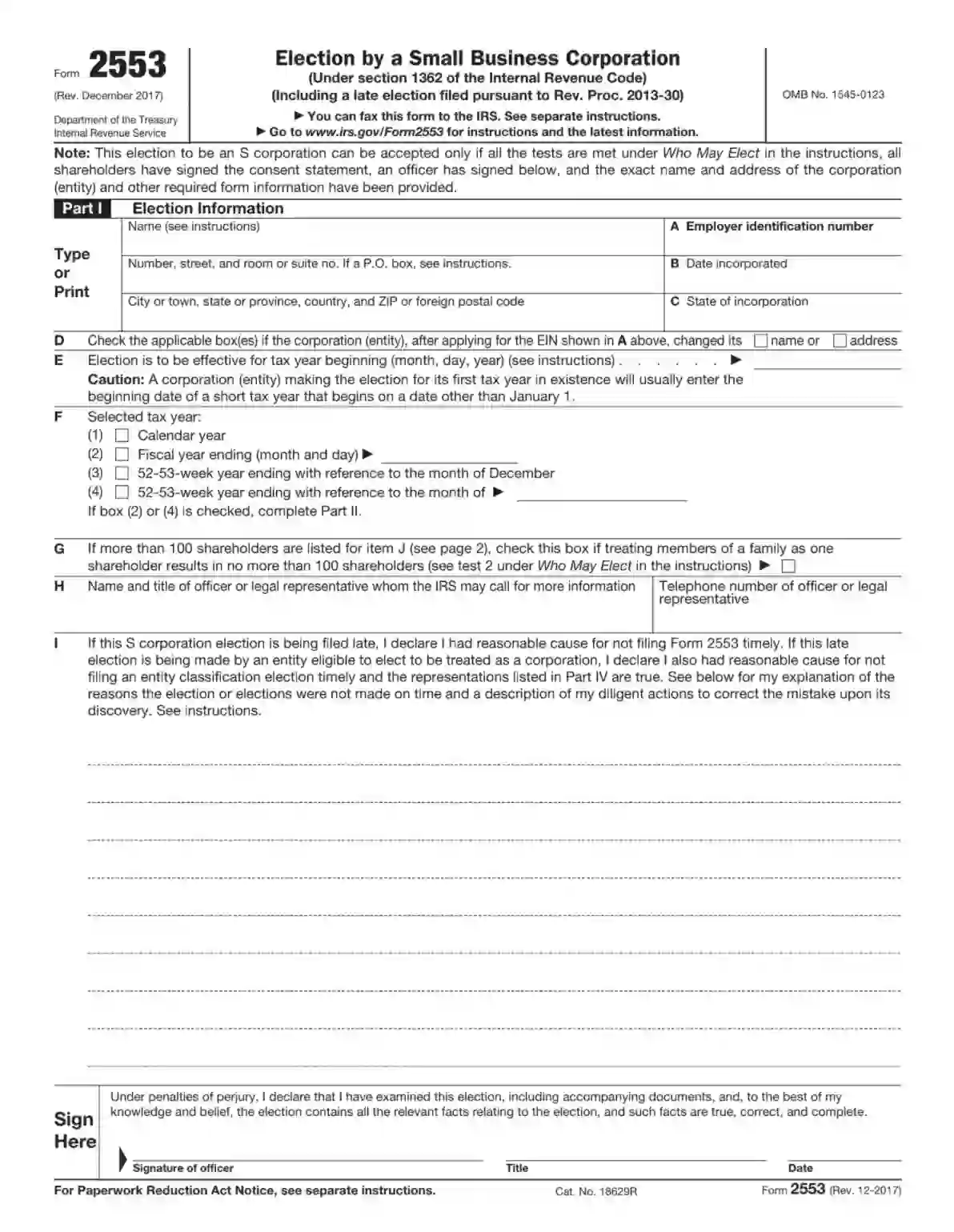 What Is Reasonable Cause For Filing Form 2553 Late