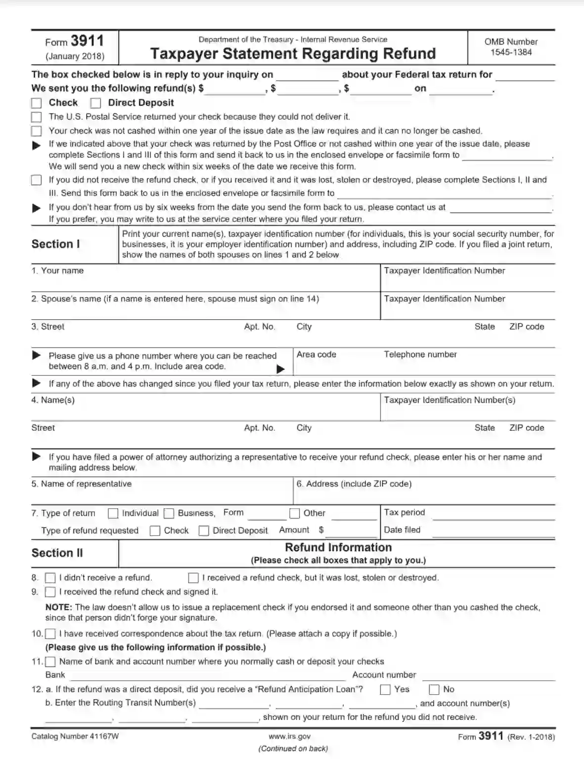 IRS Form 3911 Fill Out Printable PDF Forms Online