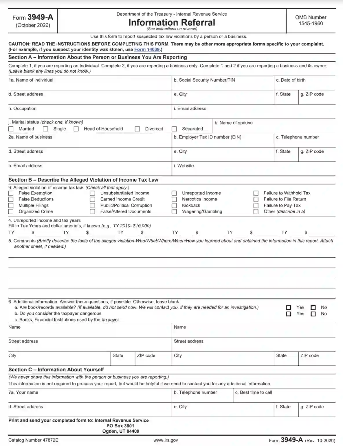 irs form 3949-a