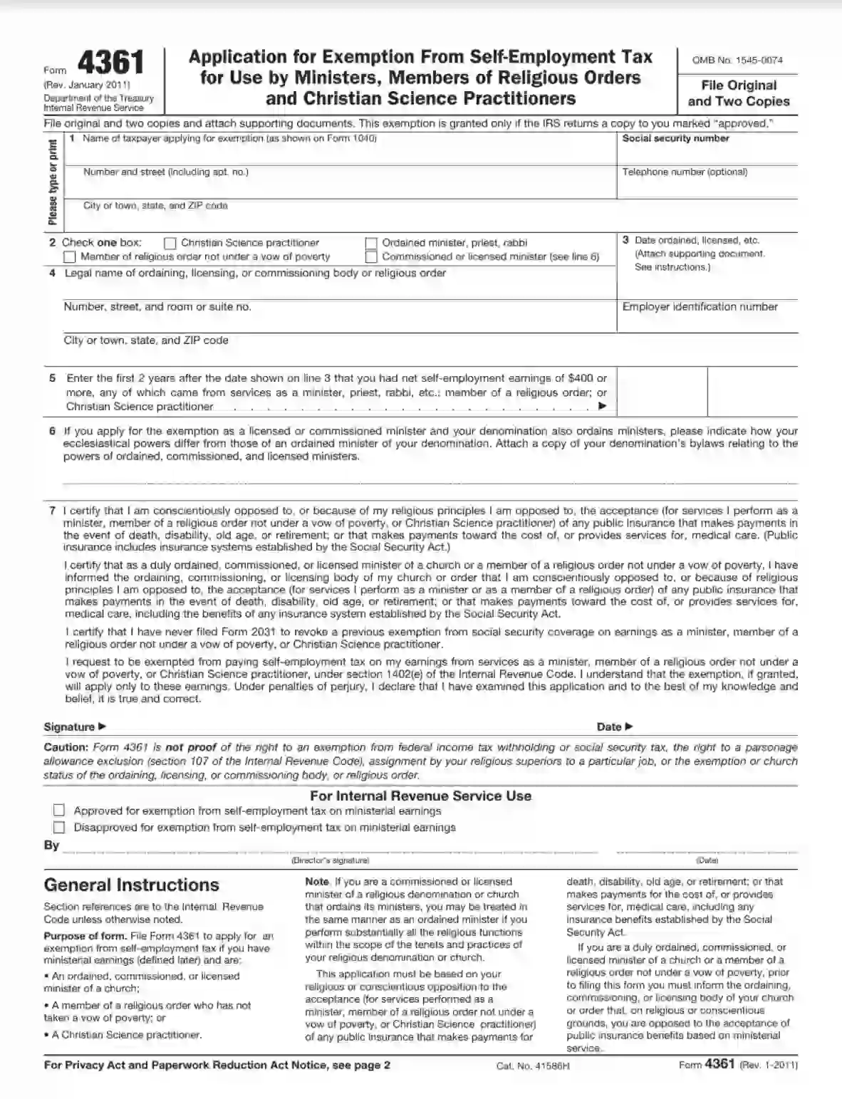 IRS Form 4361 Fill Out Printable PDF Forms Online