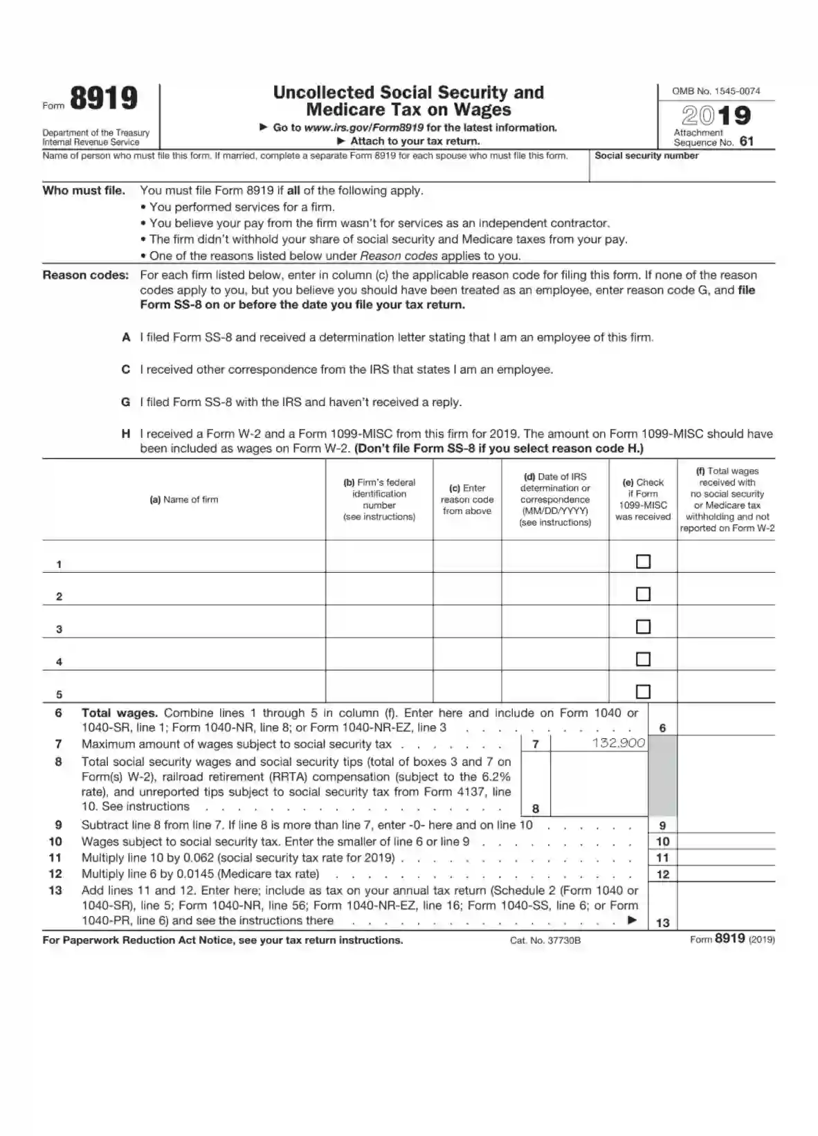 Irs Form 19 Fill Out Printable Pdf Forms Online